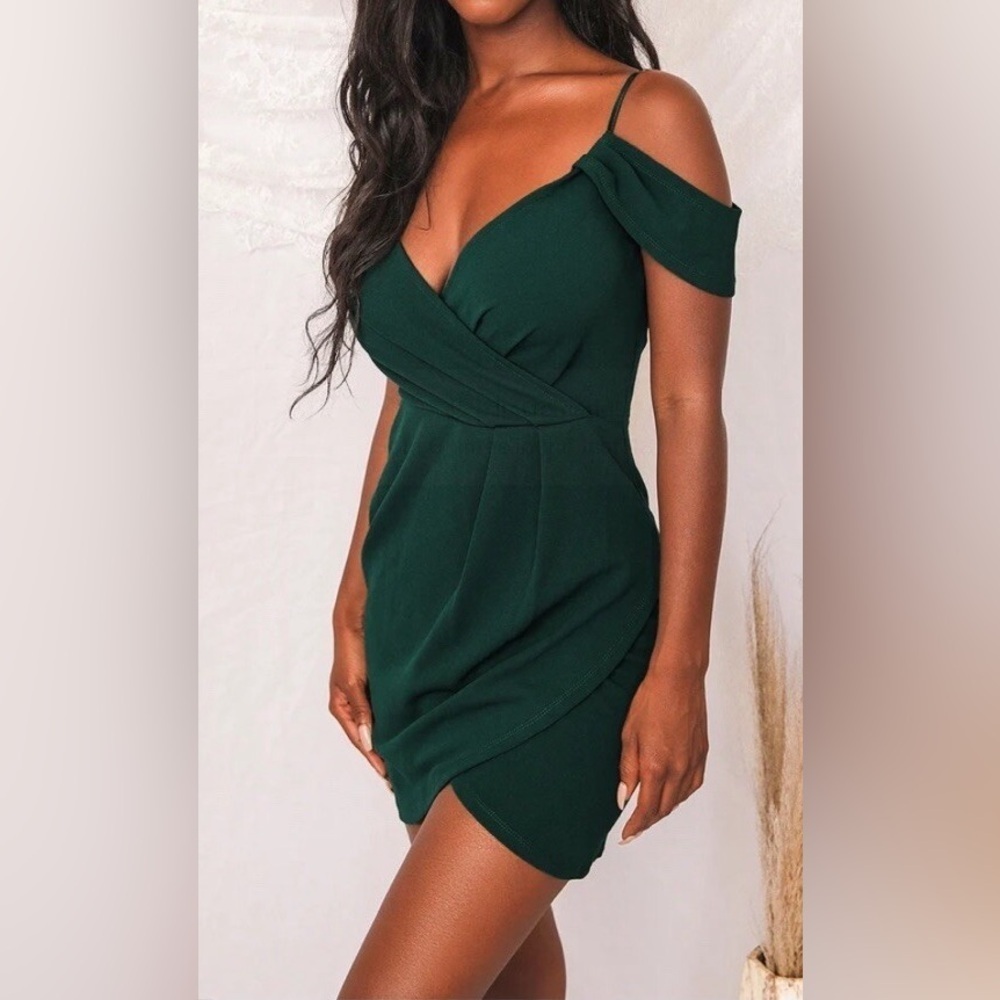 Lulus Love So Sweet Hunter Green Off-the-Shoulder Bodycon Dress Small wedding